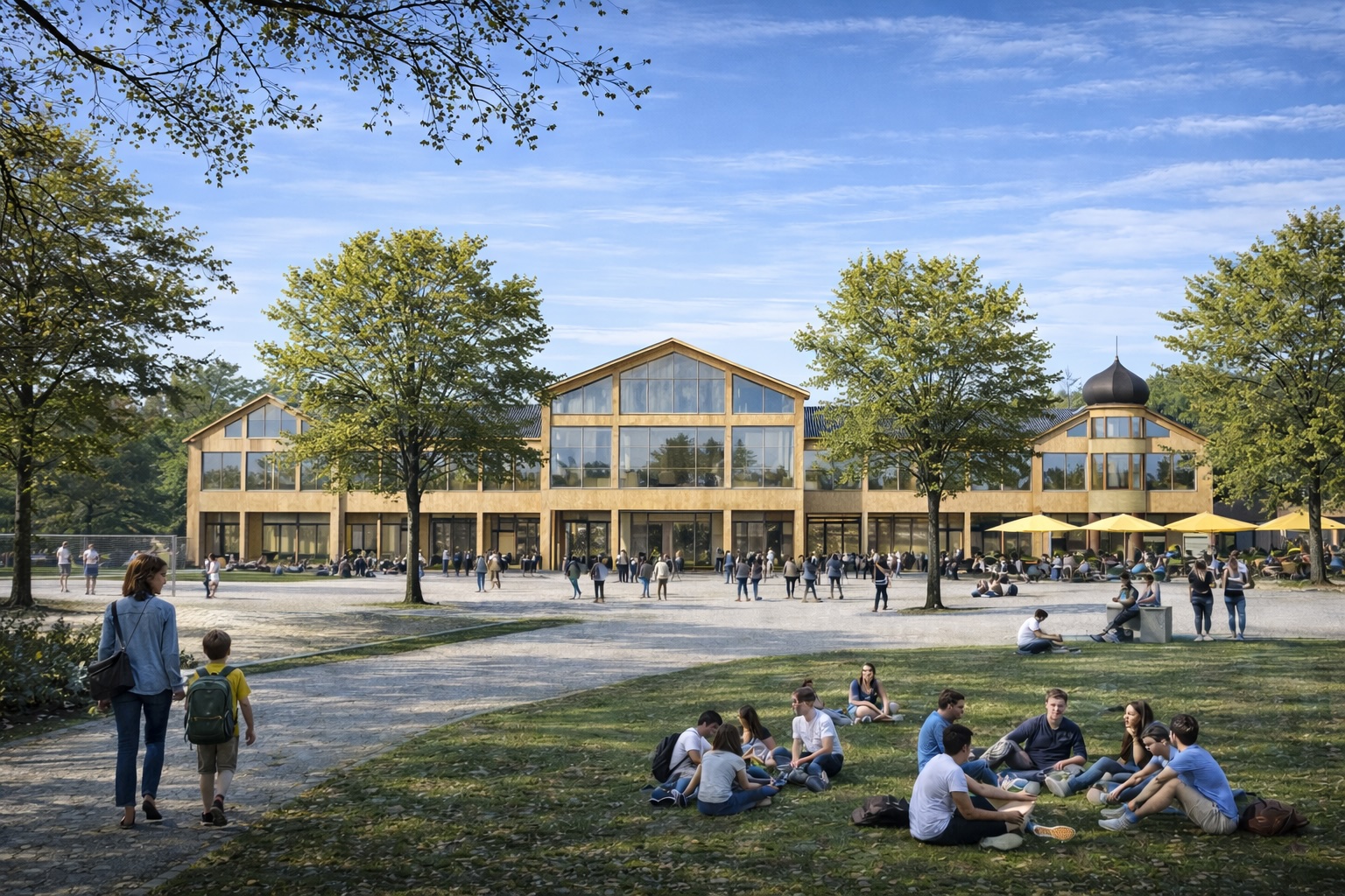 Campus am Inn-Stadt-Park (KI-modifiziertes Foto)